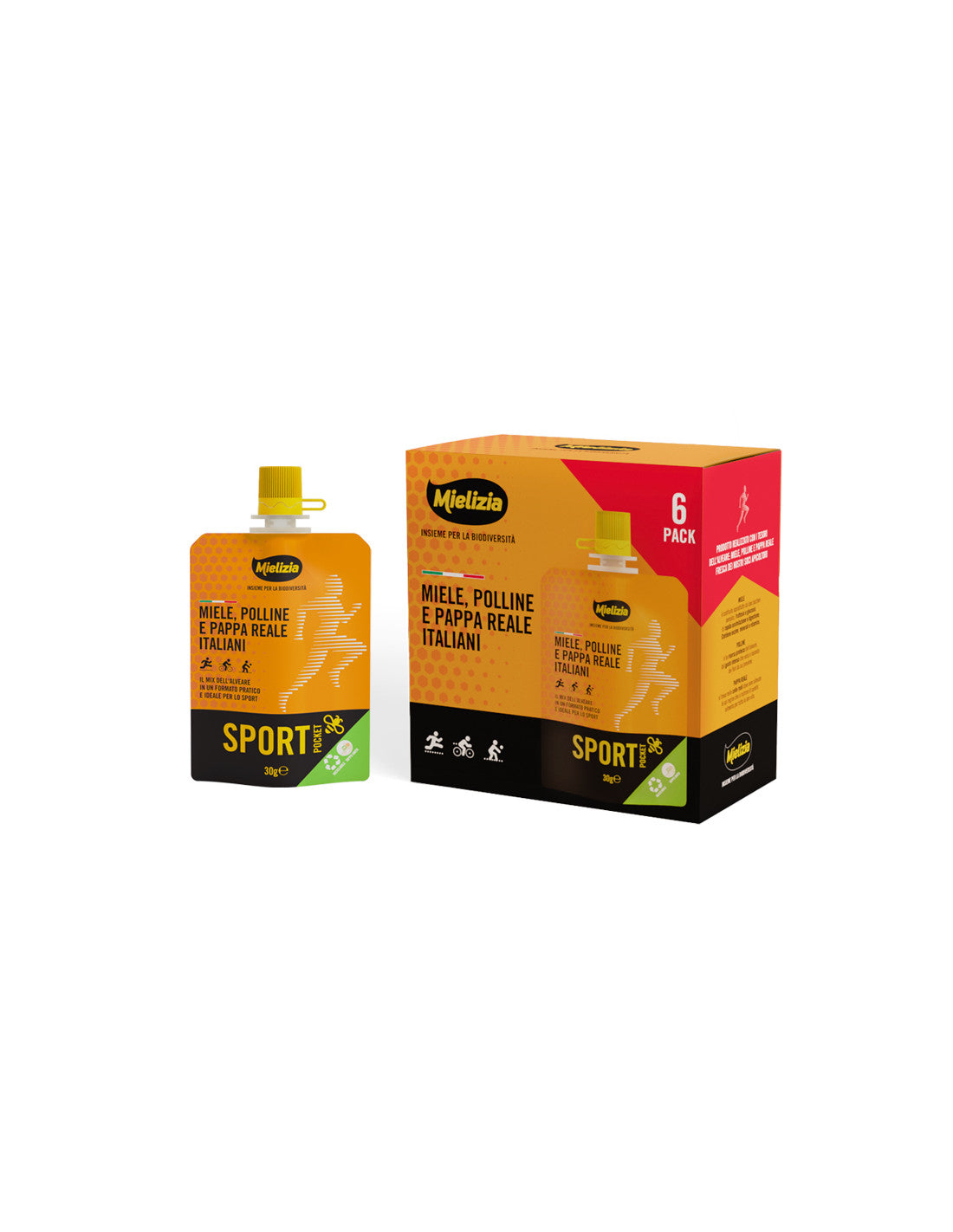 Mielizia sachets og kasse, med honning sports energi drik, Italien