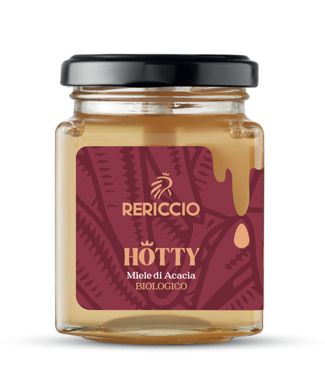 Glas med BIO chili honning fra Rericcio fra Italien
