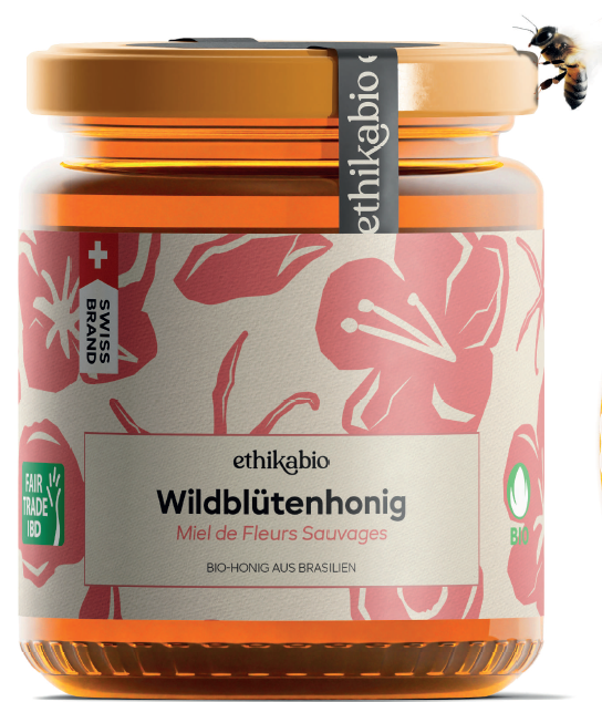 Glas med Etikabio vild blomsterhonning, Brasilien